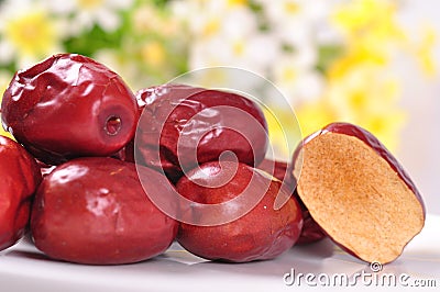 Red jujubes Stock Photo